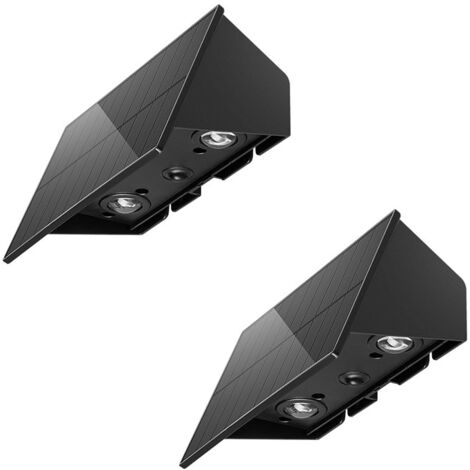 Juego de dos apliques solares de pared aptos para instalación en exteriores, tanto en la parte superior como en la inferior de las vallas. Iluminación decorativa LED impermeable para exteriores (luz b