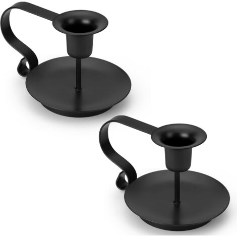 Juego de dos candelabros de hierro forjado negro, objetos decorativos para el hogar, candelabros decorativos modernos