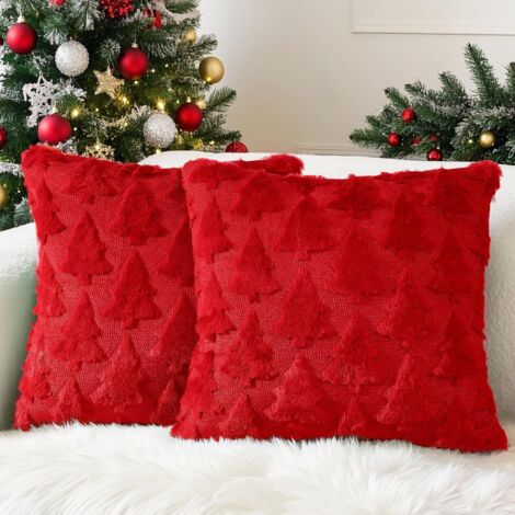 Juego de dos cojines navideños - 40 x 40 cm - Cojines para sofá - Decoración navideña para salón o dormitorio, rojo