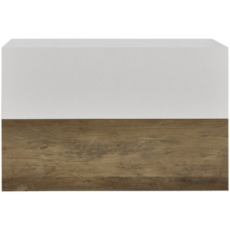 Juego de dos estantes de pared para dormitorio con 2 cajones efecto madera blanco mate 46 x 30 x 15 cm 030007098