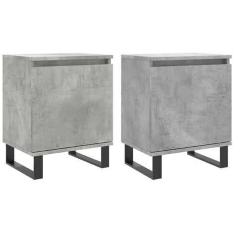 Juego de dos mesitas de noche con compartimento con puerta 40 x 30 x 50 cm madera contrachapada gris DEC035356