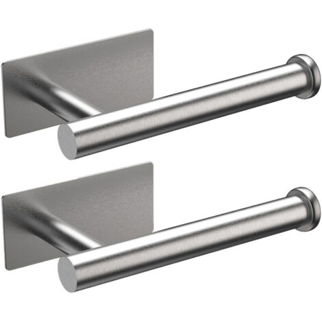 Juego de dos portarrollos de papel higiénico de pared de acero inoxidable, portarrollos autoadhesivos sin taladrar