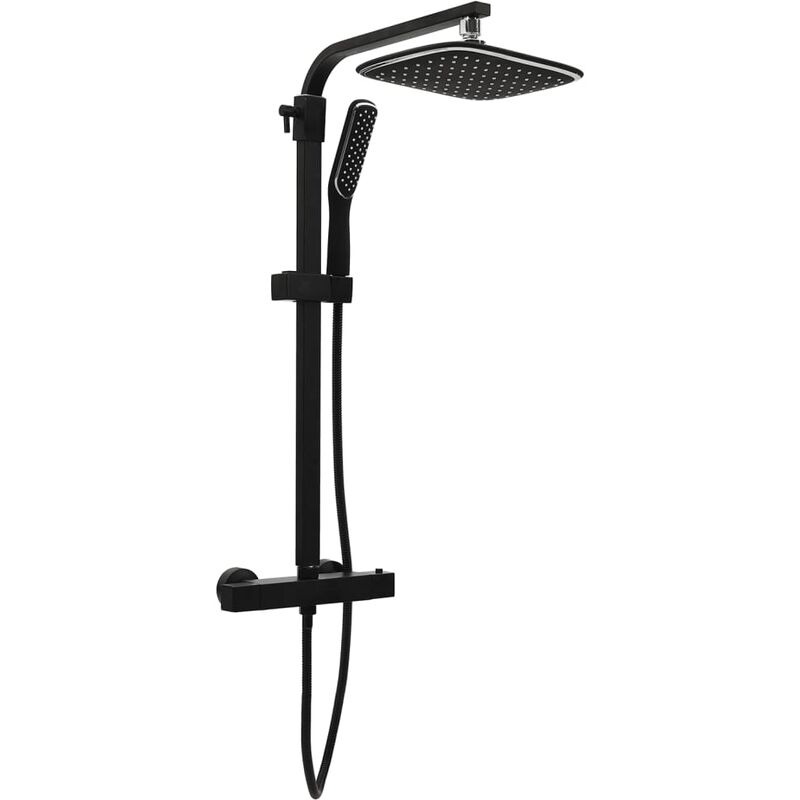 

vidaXL Juego de ducha dual con mezclador y flexo negro - Negro