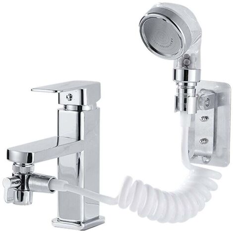 Juego de ducha exterior KZQ para lavabo, cabezal telescópico de 1,5 m con tres modos, para lavar el cabello, limpiar el lavabo o el inodoro (sin grifo)