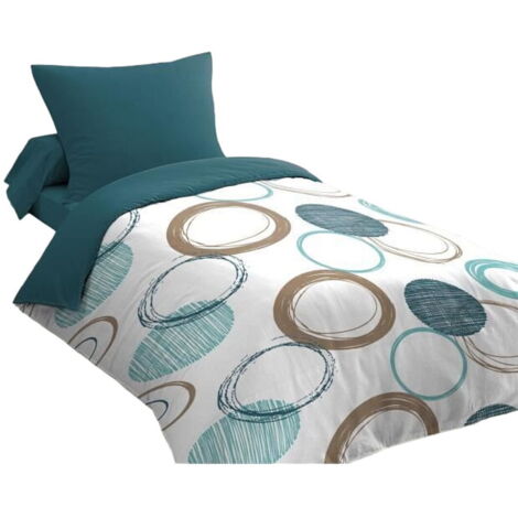 Juego de edredón HOME LINGE PASSION Audace - edredón 140 x 200 cm + 2 fundas 63x63 cm - Azul Pato