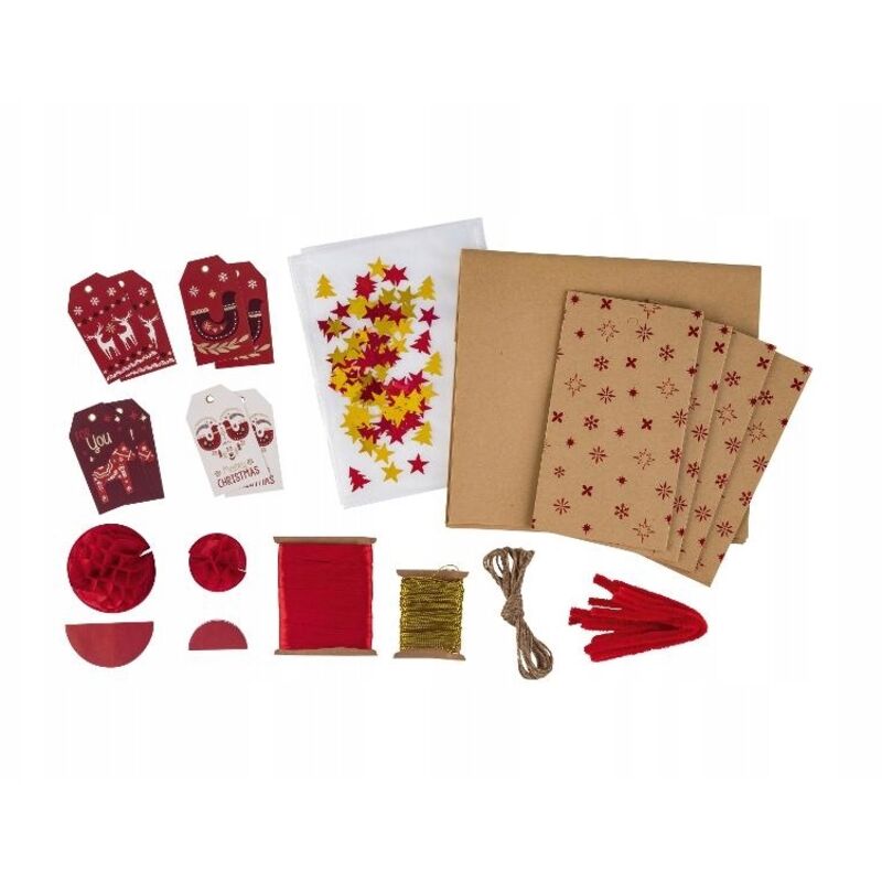 Juego de envoltura de regalos navideños Crelando de 115 piezas, rojo