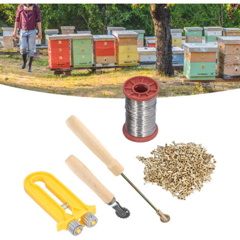 Juego de equipo de apicultura con cajón de alambre, tensor de alambre, bridas de alambre de cobre y hierro, modelo: TL-250, materiales: cobre, hierro, plástico, madera, contenido: 2 cajones, tensores,