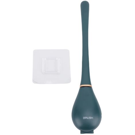 Juego de escobilla y soporte para inodoro de pared – Adhesivo sin residuos – Mango largo y resistente a la corrosión – Cabezal de cepillo de TPR suave (azul/verde, 42,5 cm) – El juego incluye 1 escobi