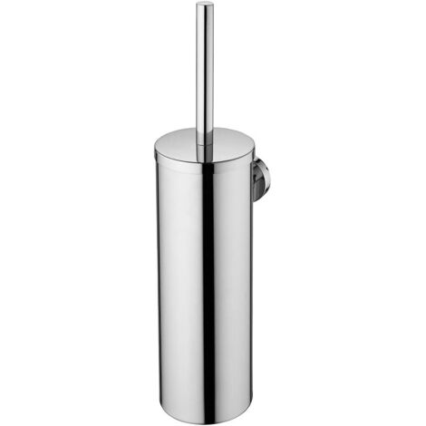 Juego de escobilla y soporte para inodoro Ideal Standard IOM para inodoro de pared con tapa metálica, acabado en acero inoxidable, A9128MY, blanco