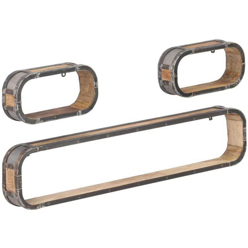 

Happyshopping - Juego de estantes de pared 3 piezas madera maciza de mango