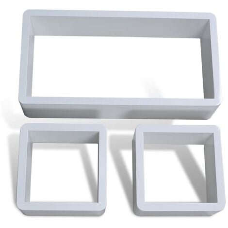 Juego de estantes en forma de cubo 3 piezas   - Blanco