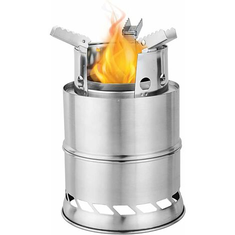 Juego de estufa de camping, mini estufa de leña, gas para mochileros, estufa de camping, a prueba de viento, compacta, acero inoxidable para exteriores, camping, picnics, - 13Treize
