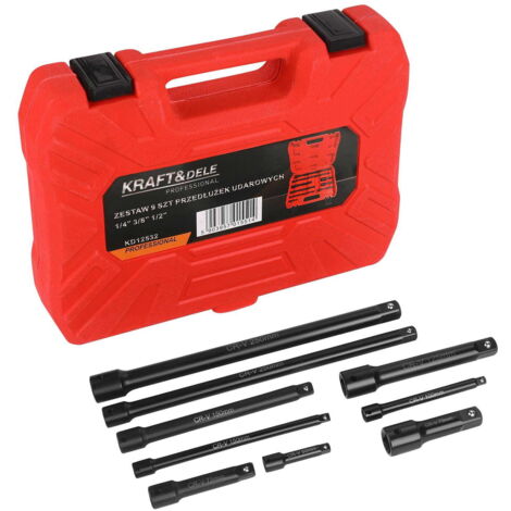 Juego de extensión de impacto de 9 piezas 1/4"" 3/8"" 1/2"" KD12532