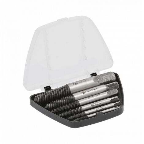 Juego de extractores para tornillos/núcleos rotos Hogert 6 piezas, herramienta profesional para retirar tornillos y tuercas rotas