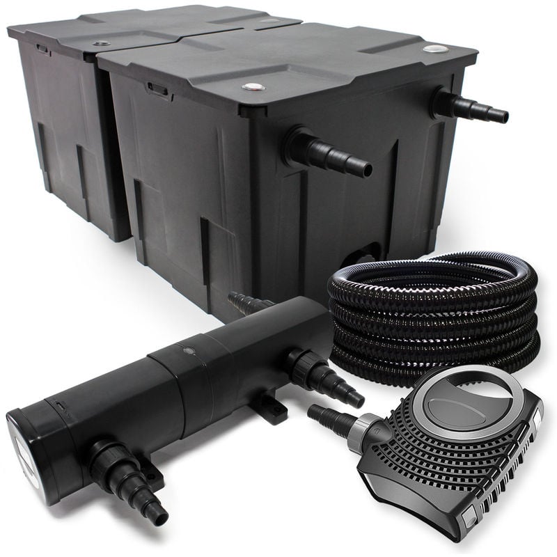 

Wiltec - Juego de filtro para estanque bio 60.000 l 18 W UVC Clarificador 80 W Bomba manguera y Fontäne Bomba