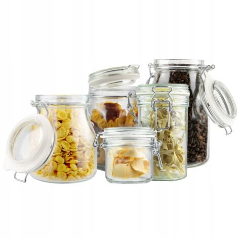 Juego de FRASCOS HERM脡TICOS con precinto 5 uds.