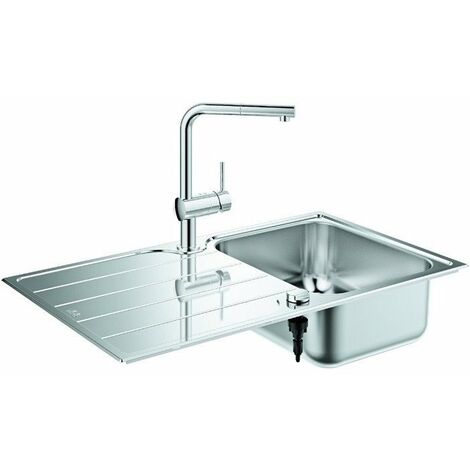 Juego de fregadero encastrable K500 con grifo de cocina de acero inoxidable