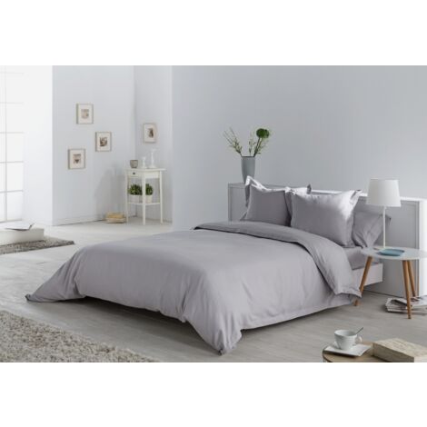 Juego de FUNDA NORDICA + 2 fundas de cojín dibujo en espiga color perla - Cama de 150 (5 piezas) - Tejido jacquard - 50% algodón / 50% poliéster. Gramage: 115
