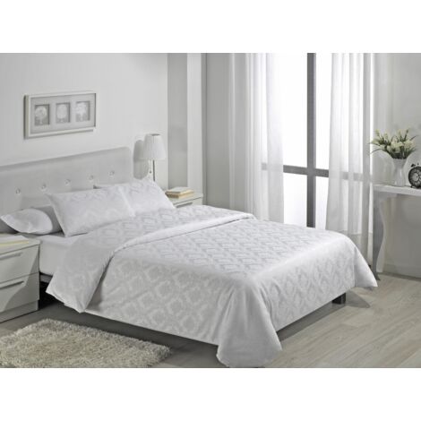Juego de FUNDA NORDICA + 2 fundas de cojín Viena color blanco - Cama de 150 (5 piezas) - Tejido jacquard - 50% algodón / 50% poliéster. Gramage: 115