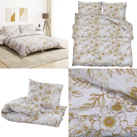 Juego de funda nórdica algodón blanco y marrón 220x240 cm - Funda nórdica - Funda de almohada