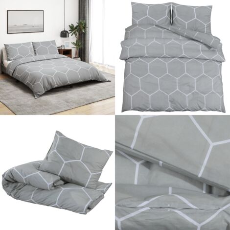 Juego de funda nórdica algodón gris 140x200 cm - Funda de almohada - Algodón