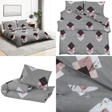 Juego de funda nórdica algodón gris 140x200 cm - Funda de almohada - Algodón