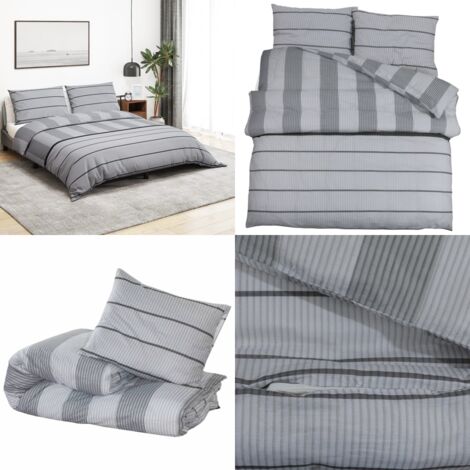 Juego de funda nórdica algodón gris 140x200 cm - Funda de almohada - Algodón