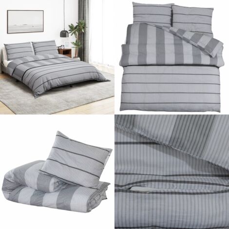 Juego de funda nórdica algodón gris 140x200 cm - Funda de almohada - Funda de cama