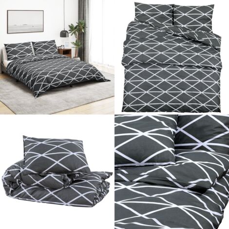 Juego de funda nórdica algodón gris 200x220 cm - Funda de edredón algodón - Funda de almohada