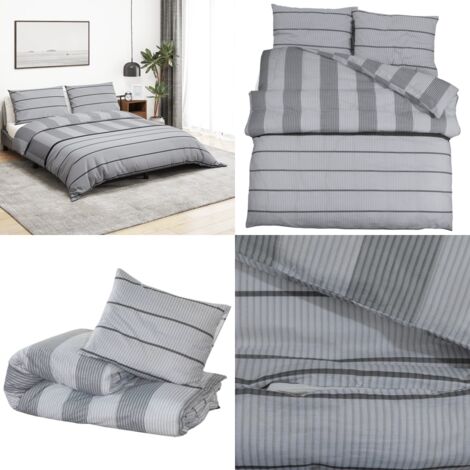 Juego de funda nórdica algodón gris 240x220 cm - Funda de edredón - Funda de almohada
