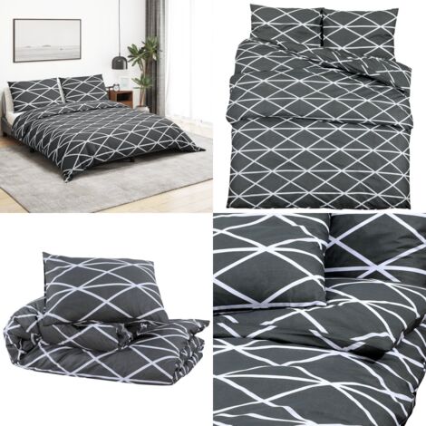 Juego de funda nórdica algodón gris 260x240 cm - Funda de edredón - Funda de almohada
