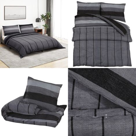 Juego de funda nórdica algodón gris oscuro 135x200 cm - Funda de almohada - Algodón