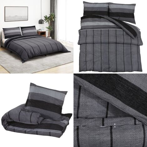 Juego de funda nórdica algodón gris oscuro 140x200 cm - Funda de almohada - Algodón