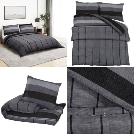 Juego de funda nórdica algodón gris oscuro 155x220 cm - Funda de almohada - Algodón