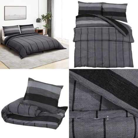 Juego de funda nórdica algodón gris oscuro 200x200 cm - Funda de almohada - Algodón