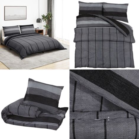Juego de funda nórdica algodón gris oscuro 200x200 cm - Funda de almohada - Algodón