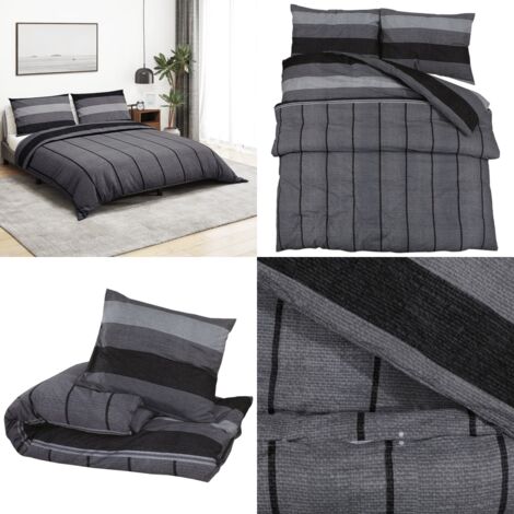 Juego de funda nórdica algodón gris oscuro 200x200 cm - Funda de almohada - Algodón