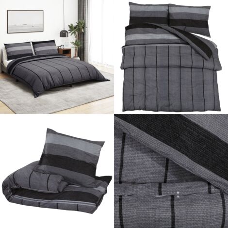 Juego de funda nórdica algodón gris oscuro 220x240 cm - Funda de edredón - Funda de almohada