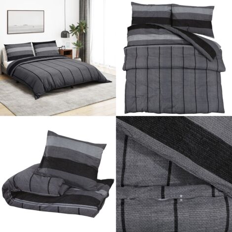 Juego de funda nórdica algodón gris oscuro 260x220 cm - Funda de edredón - Funda de almohada