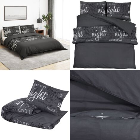 Juego de funda nórdica algodón negro 200x200 cm - Funda de almohada - Algodón