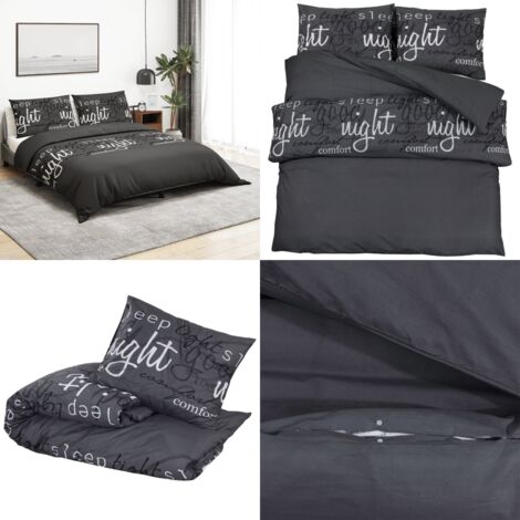 Juego de funda nórdica algodón negro 200x200 cm - Funda de almohada - Algodón