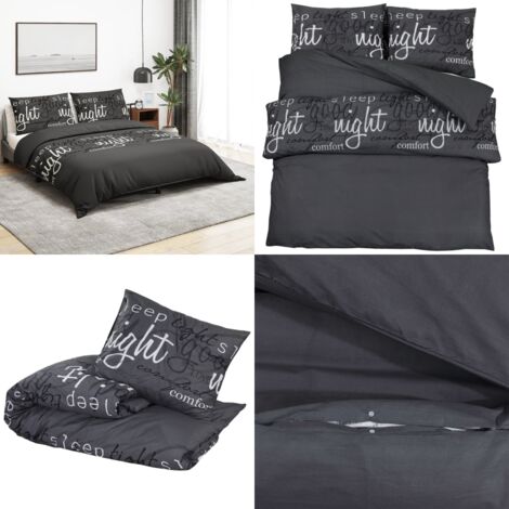 Juego de funda nórdica algodón negro 200x200 cm - Funda de almohada - Algodón