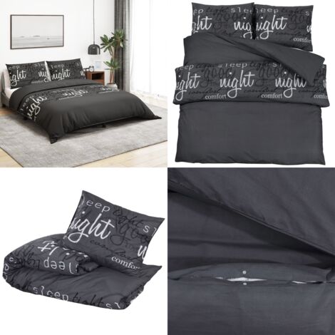 Juego de funda nórdica algodón negro 260x240 cm - Funda nórdica algodón - Funda de almohada