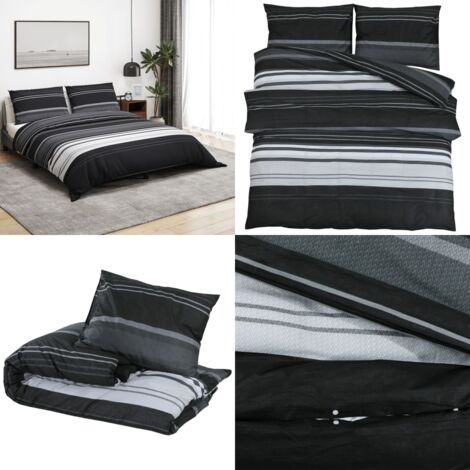 Juego de funda nórdica algodón negro y blanco 260x220 cm - Funda nórdica - Funda de almohada
