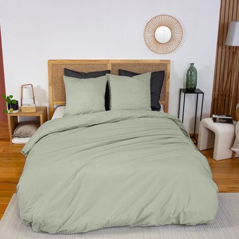 Juego de funda nórdica de algodón verde salvia