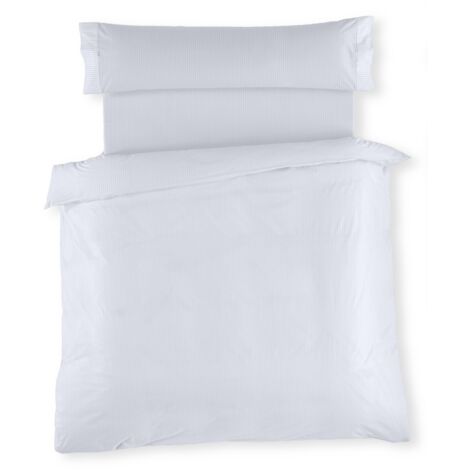 Juego de FUNDA NORDICA de satén efecto listado - Cama de 105 (3 piezas) - 100% algodón - 300 hilos. Gramage: 118