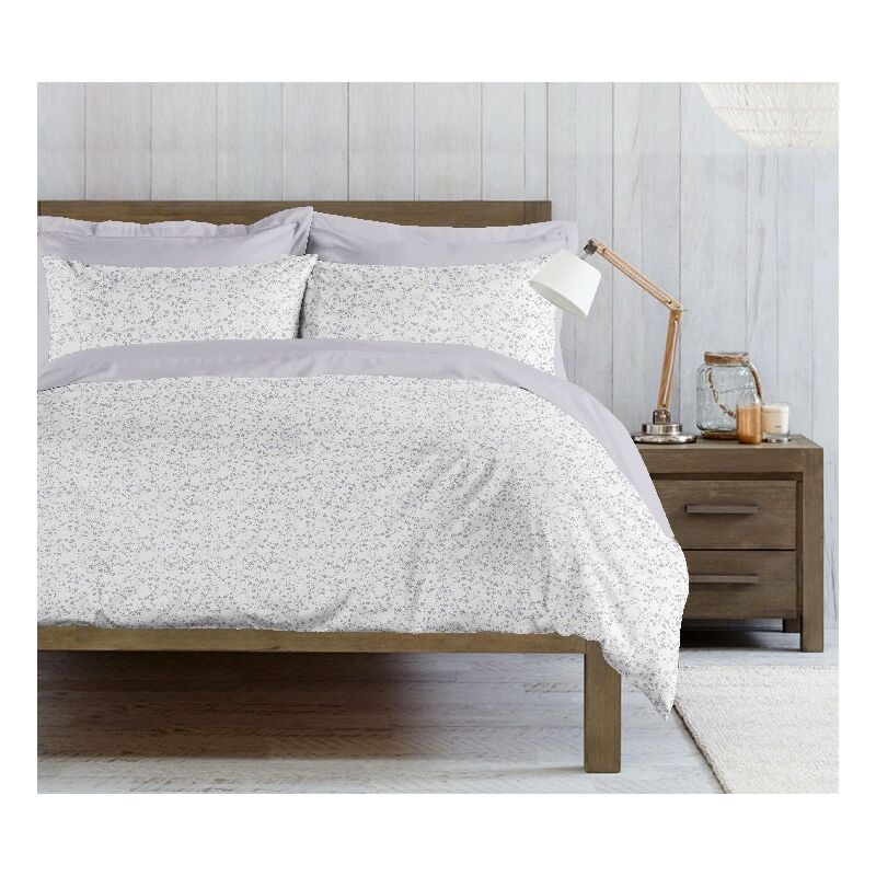 

Juego de funda nordica Mandy - Natura, individual - con funda nordica, funda de almohada - para cama - Blanco, Purpura en Algodon, 150 x 200 cm