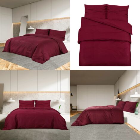 Juego de funda nórdica microfibra ligera burdeos 200x200 cm - Funda de almohada - Microfibra