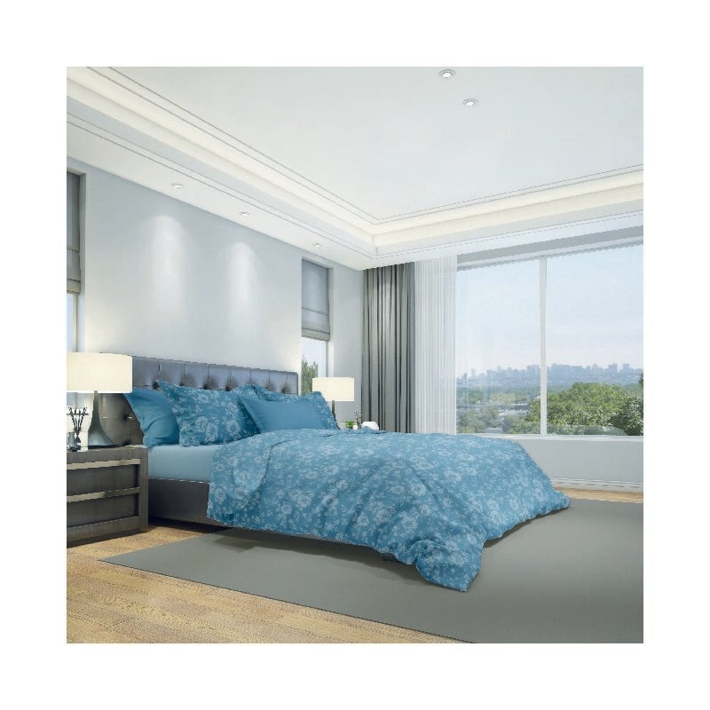 

Juego de funda nordica Peonies - Natura, individual - con funda nordica, funda de almohada - para cama - Azul claro, blanco en Algodon, 150 x 200 cm