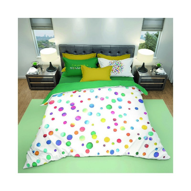 

Juego de funda nordica Technicolor - Geometrico, individual - con funda nordica, funda de almohada - para cama - Multicolor en Algodon, 150 x 200 cm
